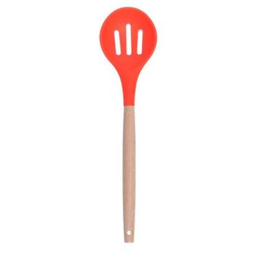 Imagem de Colher Raspa Tudo Perfurada De Arroz Silicone Bambu 32cm - Ladiv Comer