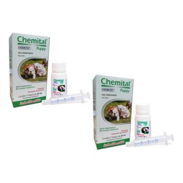 Imagem de 2 Chemital Puppy Anti-helmíntico Vermífugo Para Cães - 20 Ml - Chemite