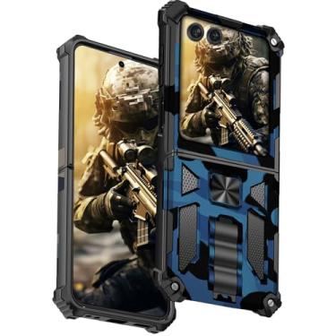 Imagem de Fofvccv Capa para celular Motorola Razr 2024 camuflada para homens, capas de proteção à prova de choque de grau militar com suporte capa para Motorola Razr 50/Moto Razr 2024 camuflagem azul