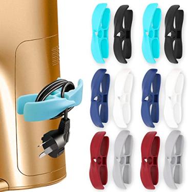 Imagem de Organizador de cabos para utensílios de cozinha – Suporte de enrolador de cabos adesivo atualizado para pequenos eletrodomésticos, cafeteiras, misturadores, panelas de pressão e fritadeiras a ar (6 cores, pacote com 12)