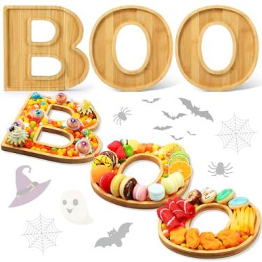 Imagem de FillTouch Boo Letras de charcutaria de madeira para servir no Dia das Bruxas, bandeja de charcutaria, prato decorativo de queijo, para lanches, bolos, biscoitos para festa de Halloween