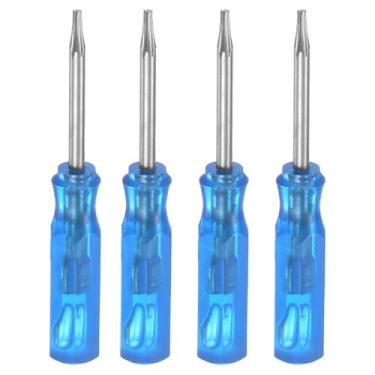 Imagem de HARFINGTON 4 peças de mini chave de fenda Torx T5 cabeça de estrela magnética 45 mm de comprimento para reparo de óculos de relógio, eletrônicos, azul
