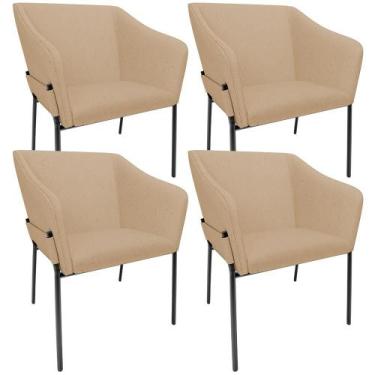 Imagem de Kit 4 Cadeiras Para Sala de Jantar Estar Living Olívia L02 Linho Bege 