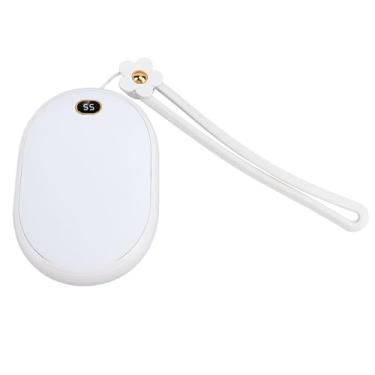 Imagem de Aquecedor de Mãos USB Com Display LED, 2 Temperaturas Ajustáveis, Aquecimento Dupla Face, Banco de Potência de 10000mAh, Aquecedor de Bolso (Branco)