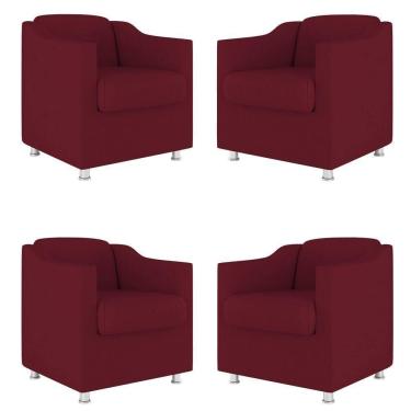 Imagem de Kit 04 Poltronas Decorativas Sala De Espera Clinica Suede Cor:Marsala