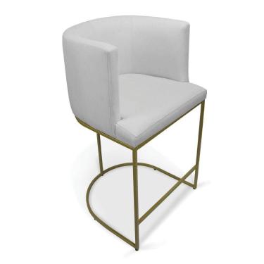 Imagem de Banqueta Paola Linho Base Metálica Dourada - D`rossi Cor A05 Cinza