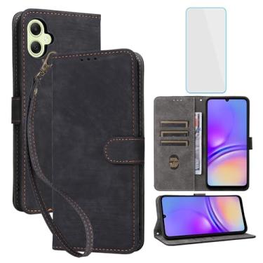 Imagem de IUQXU Capa carteira para celular Samsung Galaxy A05 com protetor de tela [bloqueio RFID] couro flip porta-cartão feminino masculino capa para celular para Samsung A 05 SM-A055F Galaxy 05A Ao5 4G LTE