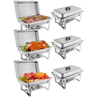 Imagem de Conjunto de buffet de pratos por atrito de 8 litros de aço inoxidável para aquecedor de alimentos conjunto completo com panela de água, suporte de combustível por atrito para festa