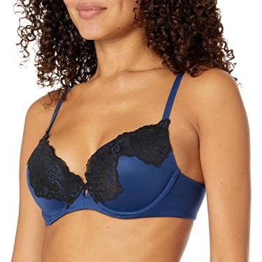 Imagem de Maidenform Sutiã feminino Comfort Devotion Your Lift com aro e alças conversíveis, Eclipse azul marinho/preto, 40C