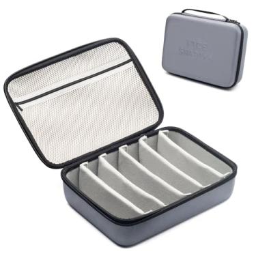 Imagem de Face Shadow Estojo organizador de óculos de sol rígido de EVA para viagem, compartimento ajustável para vários pares, caixa de armazenamento portátil de óculos para homens e mulheres, Cinza, G