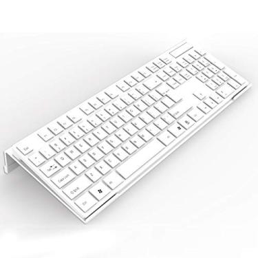 Imagem de Suporte de teclado inclinado em acrílico para digitação ergonômica, suporte de bandeja de teclado com tira antiderrapante de silicone, porcelana branca