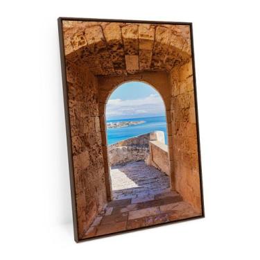 Imagem de Quadro Observando O Mar Janela Masmorra Pequeno 90x60 Cm - Bimper Quad