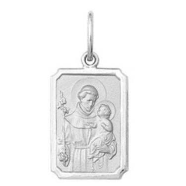 Imagem de Pingente Pequeno 1.1cm Modelo Retangular Santos Ouro Branco 18k ( 29 S