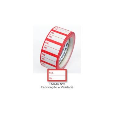 Imagem de Etiqueta Adesiva 16x25mm C/Tarja Nº 3 Fabricação e Validade Rolo 500 U