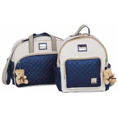 Imagem de Bolsa Maternidade Bebe Grande + Mochila + Trocador + 2 Ursos Chaveiro 