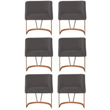 Imagem de Kit 06 Poltrona Cadeira Aurora Luxo Confort Industrial Ferro Bronze Su