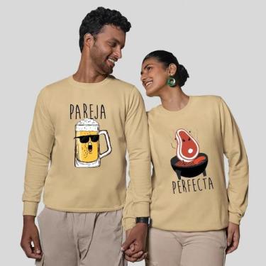 Imagem de Kit 2 Blusas Frio Moletom Careca Sem Capuz Casal Namorados Companheiro