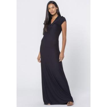 Imagem de Vestido Longo Malha com Manga Curta Preto - Amazonia Vital