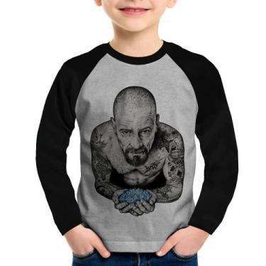 Imagem de Camiseta Raglan Infantil Walter White Tattoo Heisenberg Manga Longa - 