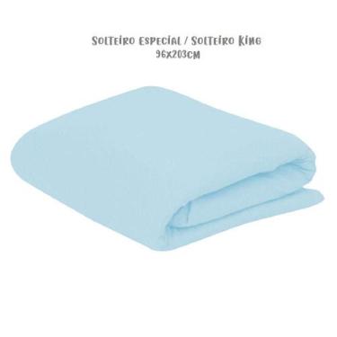 Imagem de Lençol de Elástico Avulso Solteiro Especial King 96cm x 203cm Azul Arr