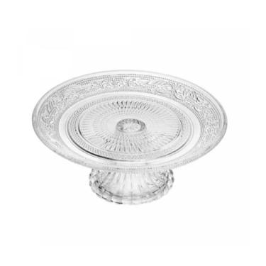 Imagem de Prato Para Bolo Sobremesa de Vidro Com Pé Angel 18cm Lyor, Incolor