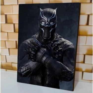 Imagem de Quadro Decorativo com Tema Marvel Pantera Negra Vingadores Alta Defini