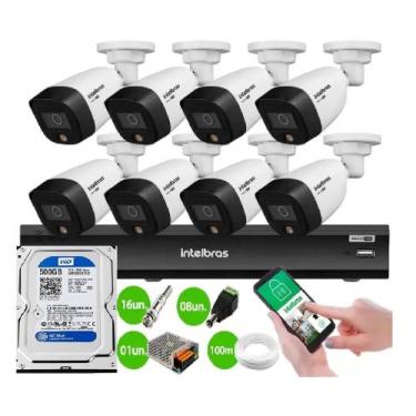 Imagem de Kit 8 Câmeras Segurança VHD 1220 B Full Color Full HD 1080p Gravador i