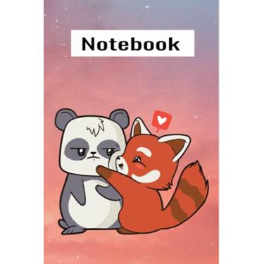 Imagem de Fox bestfriend Panda notebook/linded panda and fox love notebook,: write your thoughts Notebook, heart love in the air....