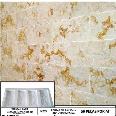 Imagem de Forma molde para gesso 3d tijolinho rústico 20x10cm em abs 2mm gesso /