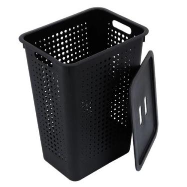 Imagem de Cesto Grande Para Roupas Sujas Com Tampa Lavabo Banheiro Marca OU, Pre