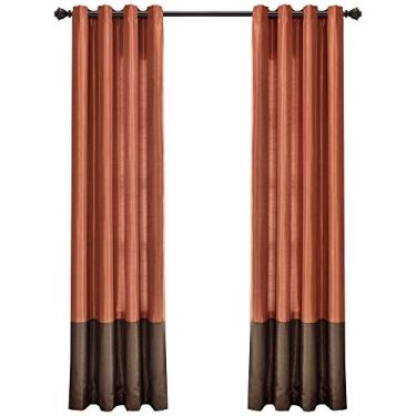 Imagem de Lush Decor, 137 x 238 cm, marrom/ferrugem branca/cinza conjunto de painéis de cortinas de janela Prima para sala de estar, sala de jantar, quarto (par), 137 x 213 cm, C