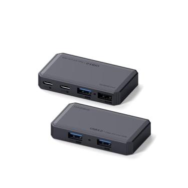 Imagem de Hagibis Interruptor USB, transferência de dados entre sistemas, comutador USB 3.0, 2 computadores compartilhando dispositivos USB C e A, seletor USB KM de 5 Gbps para PC, laptop, impressora, scanner,