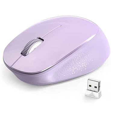 Imagem de Leadsail Mouse sem fio para laptop - mouse óptico fino sem fio USB silencioso de 2,4 G, 3 botões, 1600 DPI para Windows 10/8/7/Mac/Macbook Pro/Air/HP/Dell/Lenovo/Acer - roxo