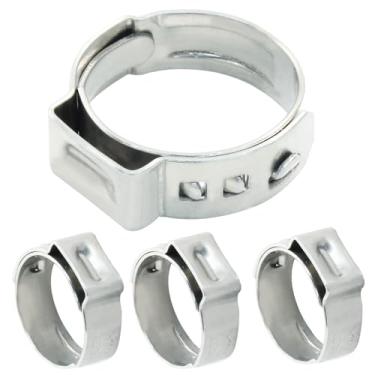 Imagem de LifCratms Pacote com 20 anéis de crimpagem PEX de 1/2 polegada, braçadeiras de mangueira de orelha única de aço inoxidável, braçadeiras PEX Cinch para conexões de encaixe de tubulação PEX