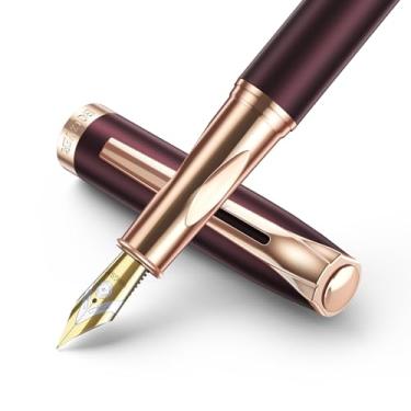 Imagem de BOCIYER Conjunto de canetas-tinteiro samurai, ponta média polida à mão, ponta de caligrafia (larga), inclui 8 cartuchos de tinta, conversor de refil de tinta, 2 e caixa de presente, melhor conjunto de