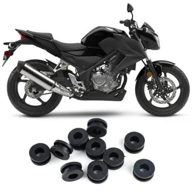 Imagem de Arruelas de borracha para motocicleta, 10 argolas de borracha para carenagem de motocicleta, buchas de borracha para tanque de gás de motocicleta, juntas de motocicleta ABS pretas