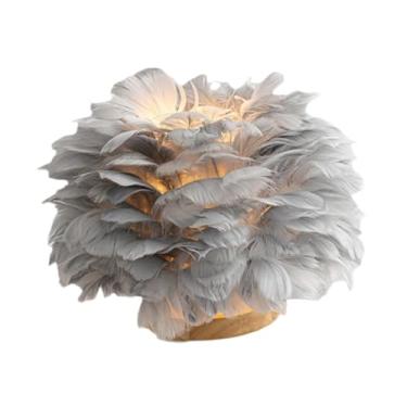 Imagem de Ｂｅｓｇａ Abajur de mesa Feathers Abajur de cabeceira Elegante Romântico Branco Quente Presente Luz portátil Mesa Luz noturna para Café Bar Casamento