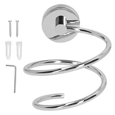 Imagem de Cremalheira do Secador de Cabelo, Suporte do Secador de Cabelo da Montagem na Parede, Suporte do Secador de Cabelo de Aço Inoxidável 304 Mantenha o Organizador Arrumado Com Cobre