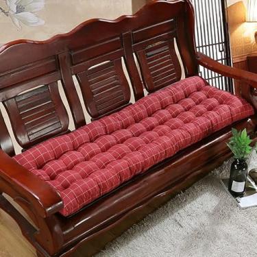 Imagem de Almofada para espreguiçadeira com laços, almofada confortável e durável para cadeira de pátio ao ar livre, jardim, piscina, almofadas de banco longo(Red,53 * 110cm)