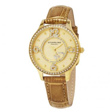 Imagem de Relógio Feminino Stuhrling Chic 760 Quartzo 36mm, Marrom e Dourado