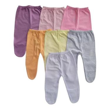 Imagem de Kit 3 Mijão Bebe Calça Culote Com Pé Roupa Malha Algodão menina liso b