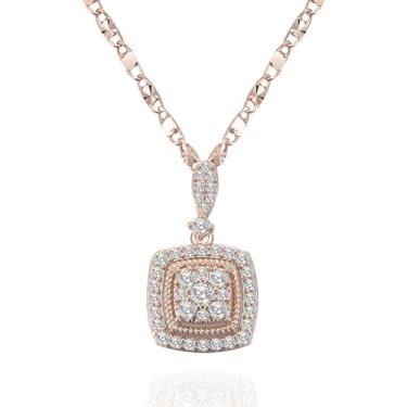 Imagem de TIMEMATRIX Colar com pingente de pedra de gamstone de zircônia cúbica colorido/verde/amarelo/branco/azul, banhado a ouro 18 K para mulheres., Latão, Zircônia cúbica