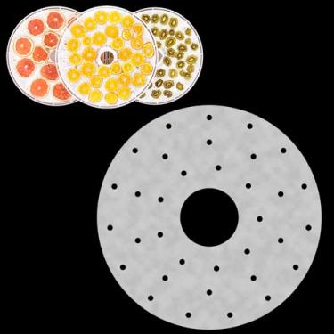 Imagem de Lconvicely Papel pergaminho redondo de 27,4 cm com furo, tapetes desidratadores de frutas antiaderentes para frutas, carne e ervas, compatível com desidratador Elite (200 folhas)