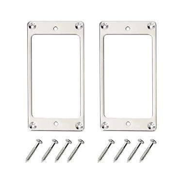 Imagem de 2 peças Yootones Metal Humbucker Pickup Ring Cover Frame Replacement Compatível com guitarra LP/SG guitarra elétrica (Prata)