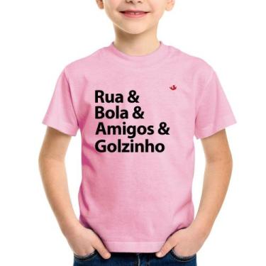 Imagem de Camiseta Infantil Rua & Bola & Amigos & Golzinho - Foca na Moda, Rosa 