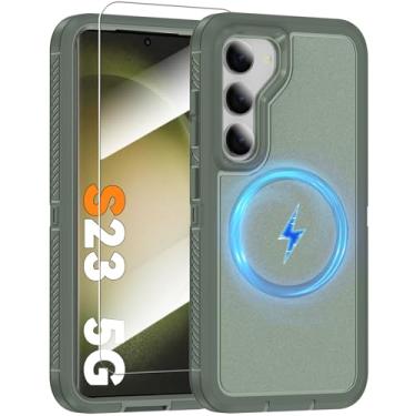 Imagem de KTUOHU Capa magnética para Samsung Galaxy S23, [compatível com Magsafe] [protetor de tela de vidro] [proteção de nível militar de camada dupla] Capa resistente à prova de choque para Samsung S23 5G