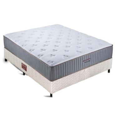 Imagem de Conjunto colchão cama box bege fit casal bellagio gel orthocrin 138x18
