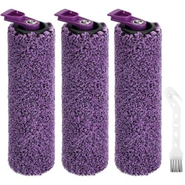 Imagem de Janedtcyy Peças de reposição de rolo de escova SD201 compatíveis com Shark SD201 limpador de piso rígido 3 em 1, esfregão a vapor SD200, limpador a vapor leve, 3 rolos de escova, 1 escova de limpeza