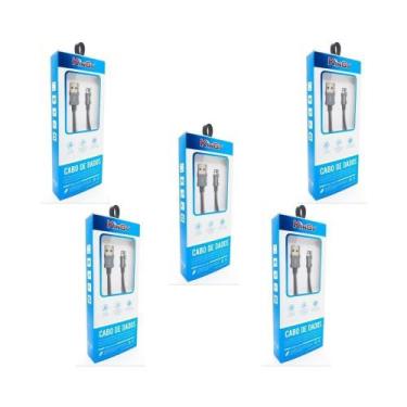 Imagem de 5 Cabos Metal Reforçado USB Kingo 1m 2.1A para Galaxy J4