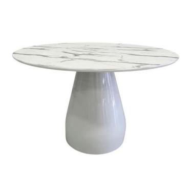 Imagem de Mesa de Jantar Cone Balonê Redonda 110 cm Tampo Marmorizado Carrara Ba